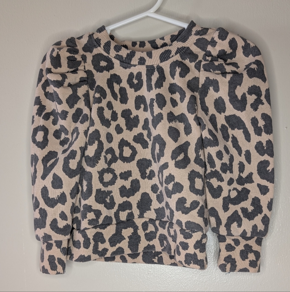 Toddler Cheetah Print Puff Sleeve Crewneck